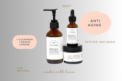 Root - Ella Pure - Peptide er Serie bestehend aus Cleanser, Serum und Feuchtigkeitscreme
